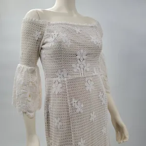 The Room Lace Dress Juniors L Ivory Off Shoulder Bell Sleeve Bridal Graduation thumbnail 4