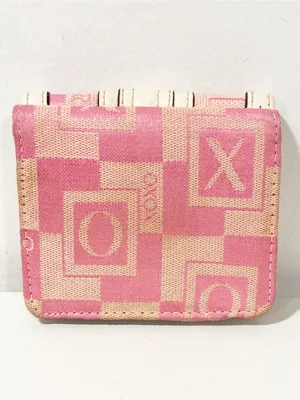 Vintage Pink Fabric XOXO Snap Closure Wallet Silver Hardware thumbnail 2
