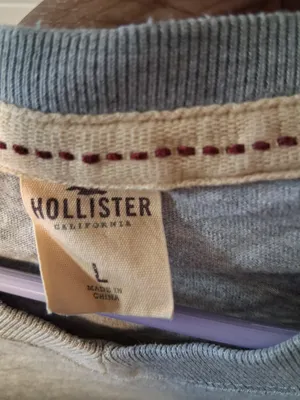 Hollister v-neck t-shirt bird logo on left chest short sleeve in gray grey size large. thumbnail 10