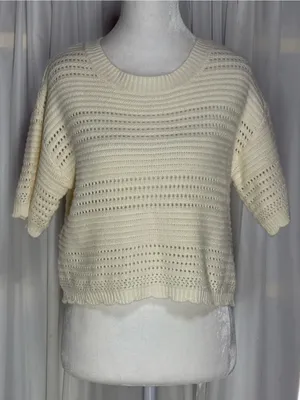 Pink Rose Women's Short Sleeve Crew Neck Cropped Sweater Size S thumbnail 3