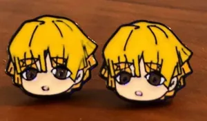 Boutique Demon Slayer Anime Zenitsu Kawaii Stud Earrings NEW unisex thumbnail 1