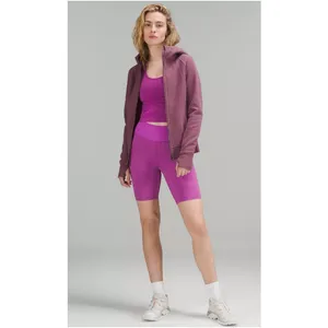 Lululemon Scuba Full Zip Hoodie Plum Purple Thumbhole Women Size 8 Medium thumbnail 3