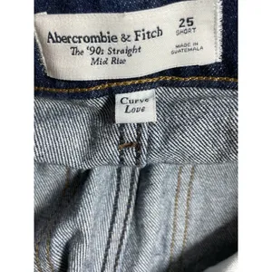 Abercrombie & Fitch Womens Dark Blue Wash Mid Rise Straight Denim Jeans Pants 25 thumbnail 5