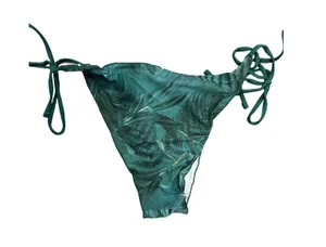 Unbranded Green Tropical Floral 3 Piece Triangle String Bikini Swimsuit Set XL thumbnail 4