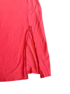 Beyond Yoga Bold Coral Midi Dress Stretchy Slimming Slit Casual Size Medium thumbnail 4