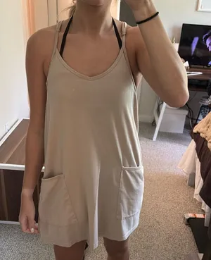 Tan pocket dress thumbnail 1