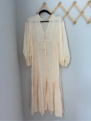 Young Fabulous & Broke Boho Cream Midi Dress size Medium thumbnail 2