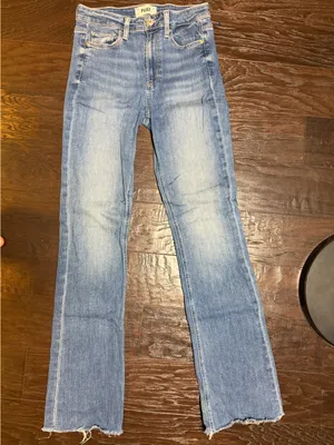 PAIGE Jeans Womens Size 27 Blue Wash Raw Hem Kick Flare Slim Bootcut Denim thumbnail 2