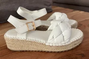 6 MaxMuxun Platform Wedge Sandals white braided strap espadrille wedge heel thumbnail 1