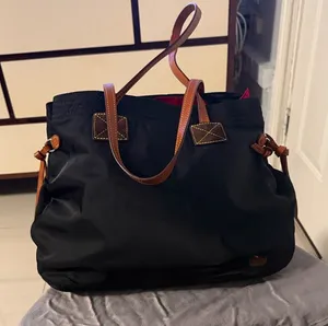 Dooney & Bourke Black Tote Bag with Brown Trim - Classic Women's Carryall thumbnail 1