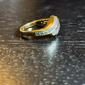 Sparkling Pave Stone Bypass Ring, Gold Tone Finish Size 8 thumbnail 2