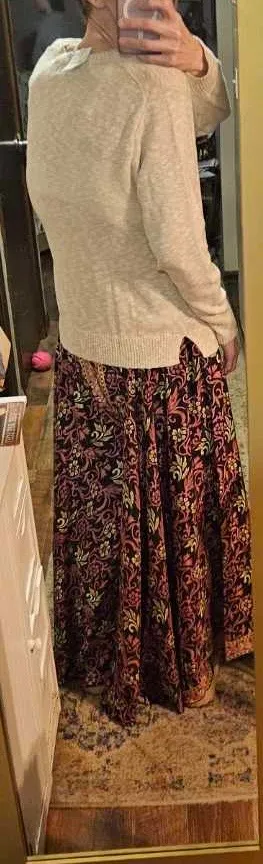 Rhea Women's Floral Print Smocked Elastic Waist Wide Leg Pants Black Pink M thumbnail 4