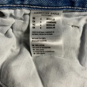 American Eagle Pinstripe Mom Jeans 4 29x27 Blue Retro High Waisted Tapered Leg thumbnail 4