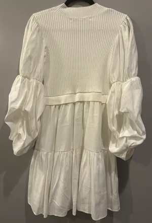English Factory Mixed Media Puff Sleeve Mini Dress thumbnail 5