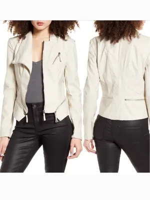 Blank NYC Faux Leather Moto Jacket in Vanilla Latte thumbnail 2