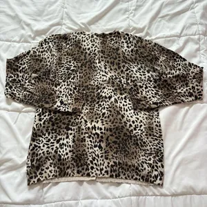 Vintage 90s Y2K Retro August‎ Silk Cheetah Print Cardigan Womens Brown Coquette thumbnail 6