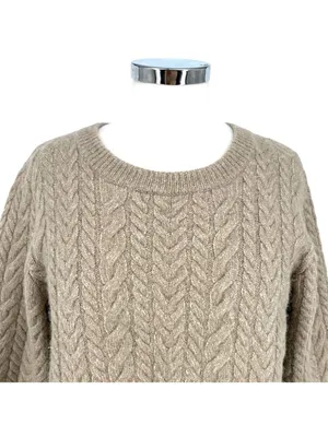 & Other Stories Cable Knit Wool Alpaca Sweater Beige Size Large Quiet Luxury thumbnail 2