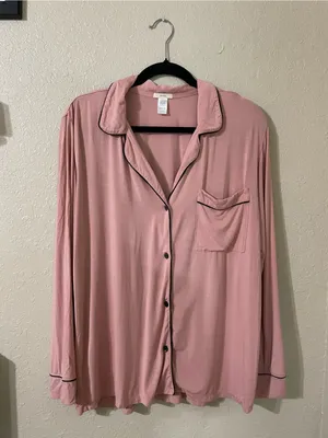 Eberjey Gisele Tencel Modal Pajama PJ Long Sleeve Top Size M Woodrose Black thumbnail 6