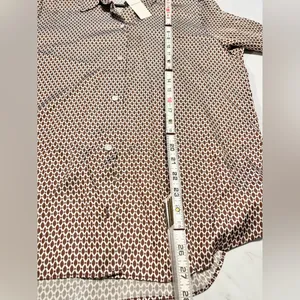 NWT Abercrombie & Fitch patterned satin button up geometric brown white blouse L thumbnail 9