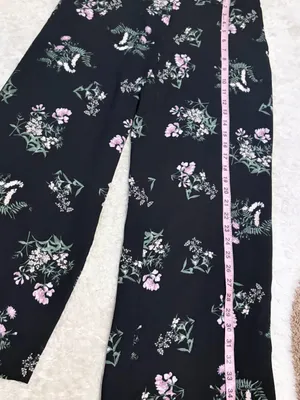 Ann Taylor Women's Black Floral High-Waisted Wide-Leg Cropped Pants size 4 thumbnail 5