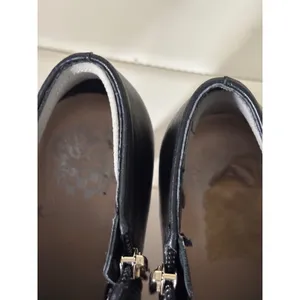 Vince Camuto Black Leather Ankle Booties Gold Hardware Stiletto Heel Size 7M thumbnail 5