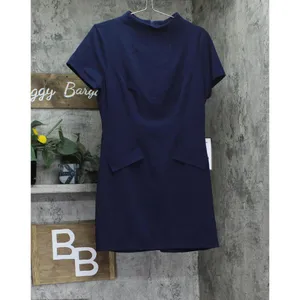 NWT B. Darlin Sleeve Mockneck Fit Flare Faux Pocket Mini Dress Navy Blue 13/14 thumbnail 5