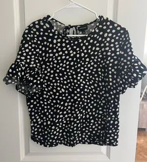 Who What Wear Polka Dot Ruffle Blouse thumbnail 1