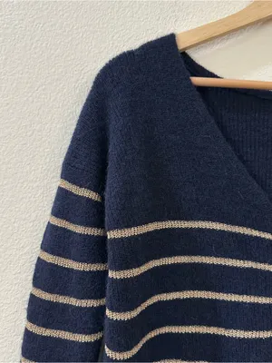 Sezane Women's Barry Cardigan Striped Navy Size XXS thumbnail 4