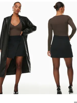 ARITZIA BABATON Contour V neck Long Sleeve Top in‎ Mocha Brown thumbnail 8