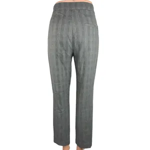 Zara Gray Plaid Ruffle Pockets High Rise Straight Leg Crop Ankle Trouser Pants M thumbnail 3