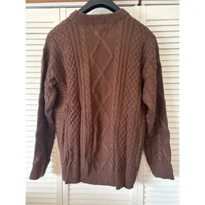 ELFRIC EDEN Brown Cable Knit Sweater Men's XXL Crew Neck Long Sleeve‎ Pullover thumbnail 3