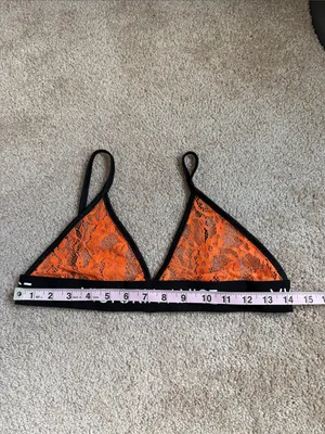 Victoria's Secret Victory Anise Orange Triangle Lace Pullover Bralette. Size Large thumbnail 4