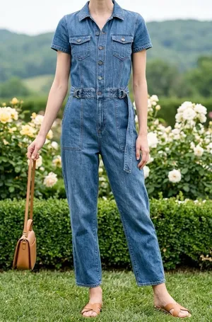 Habitual Denim Blue Short-Sleeve Utility One-Piece thumbnail 1