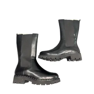 Steve Madden Black Leather Knee Boots Women’s 9 EU 40 Lug Sole Studded BNIB thumbnail 3