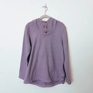 [The North Face] Purple Knit Stitch Fleece Hoodie Snap Button Mock Neck Sz Large thumbnail 2