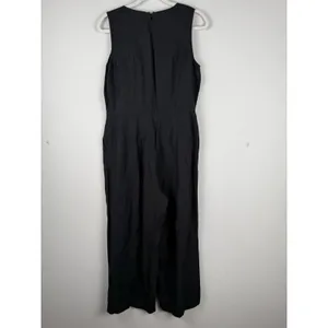 Loft Women's Jumpsuit Black‎ Linen Blend Sleeveless Wide Straight Pockets Size 8 thumbnail 10