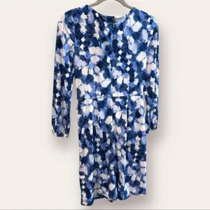 London Times Petites Blue Abstract Print Knot Front Dress – Size 4P thumbnail 3