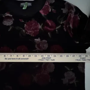 Notations Velvet Floral Rose Print Long Sleeve Top Black Red Women L Whimsigoth Dark Fairy thumbnail 7