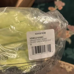 H by Halston Studio Space Dye Drawstring Celery Green Shorts thumbnail 3
