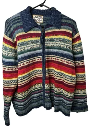 Vintage Heirloom Collectibles Colorful Striped Zip-Up Sweater thumbnail 1
