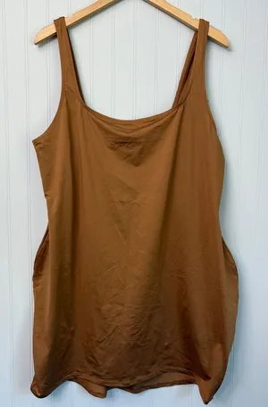 Skims Signature Swim Tank Dress Brown Mini Women Size 4X NWT thumbnail 1