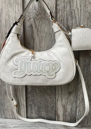 Juicy Couture | White Shoulder Bag with Coin Pouch & Chain Detail thumbnail 1