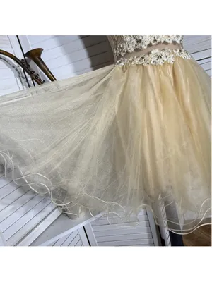 Dancing Queen cream floral sheer mesh dress beaded fairy princess homecoming M thumbnail 7