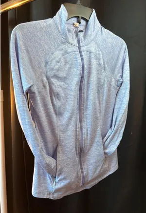 Ideology Womens Blue Space Dye Full Zip Active Jacket Thumbholes‎ XS thumbnail 1