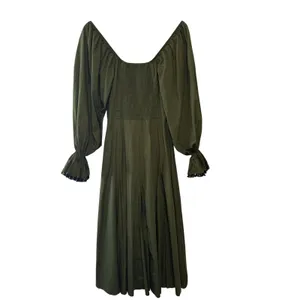 Lug‎ Von Siga Army Green Serena Ruffle Cotton Poplin Midi Dress Size 6 thumbnail 4