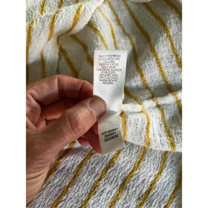 Striped Cotton Slub Knit Top sz Small White Yellow Oversized Coastal Minimalist‎ thumbnail 9