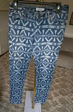 Suko Tribal‎ Patterned Skinny Jeans Denim Boho Indie Aztec Roadrunner Festival 6 thumbnail 1