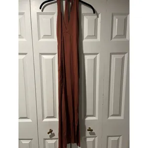 See You Monday Elegant Terracotta Halter Maxi Dress Ribbed Knit‎ Summer Beach Boho Chic F59 thumbnail 8