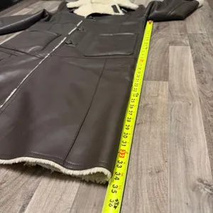 Aritzia Instant Funk Espresso Brown Leather Shearling jacket coat thumbnail 4