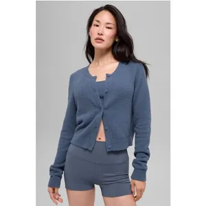 Alo‎ Yoga Snuggle Up Cropped Cardigan Bluestone Kendall Jenner NWT XXS thumbnail 2